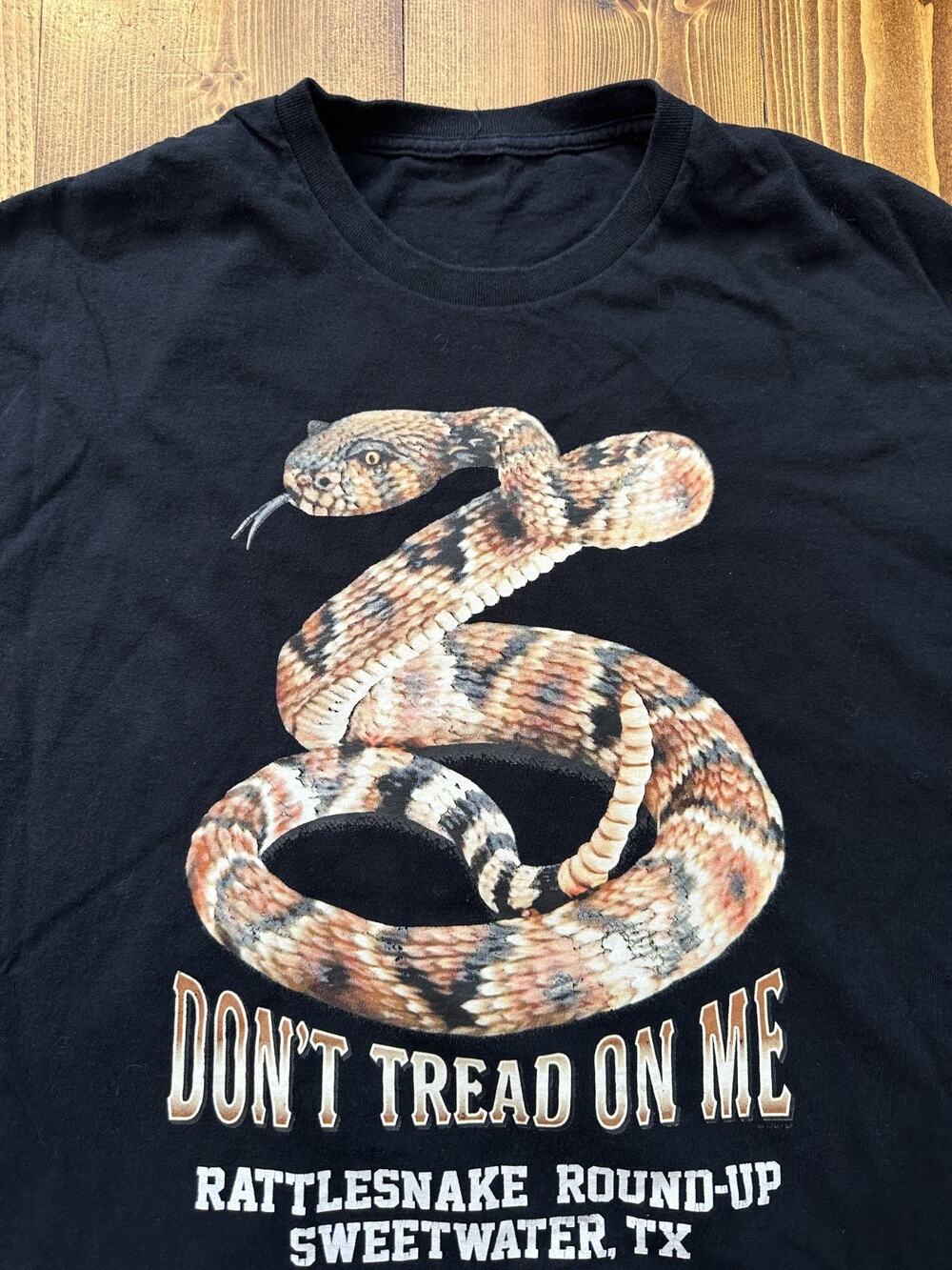 Don't Tread on Me Rattlesnake Round-up Sweetwater Texas T-Shirt Black XL Tee
